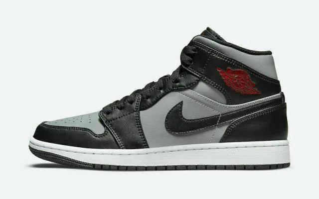 AUTHENTIC NIKE AIR JORDAN 1 MID  Black Shadow" Grey Red ...