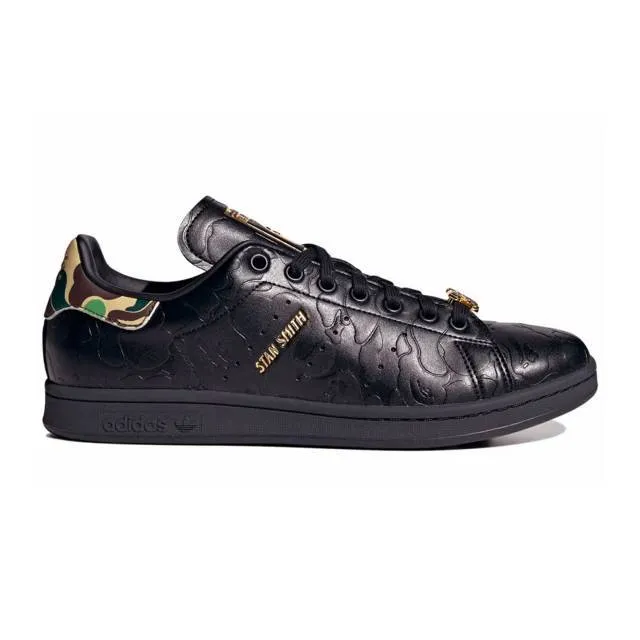 Bape x adidas stan smith (30th anniversary black/ core black/ core black/ gold metallic) men us 8-13