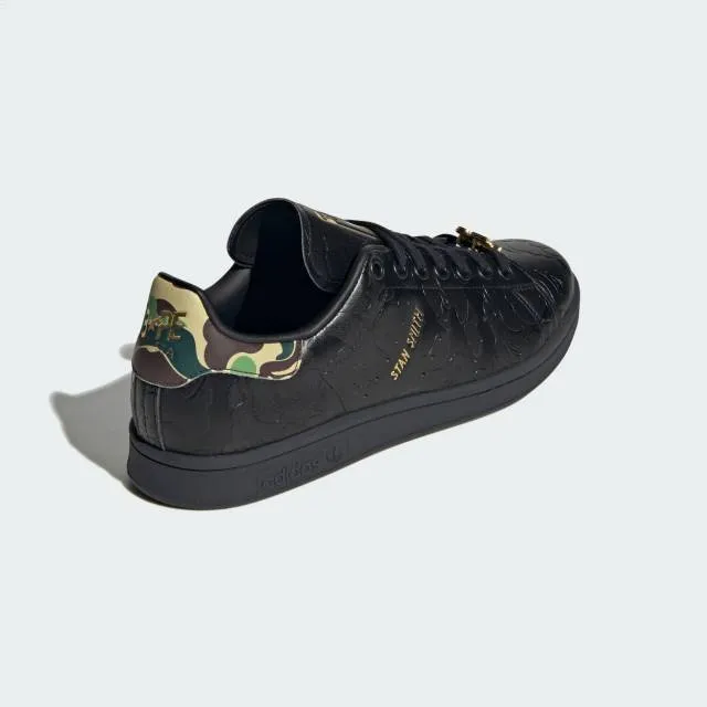 Bape x adidas stan smith (30th anniversary black/ core black/ core black/ gold metallic) men us 8-13