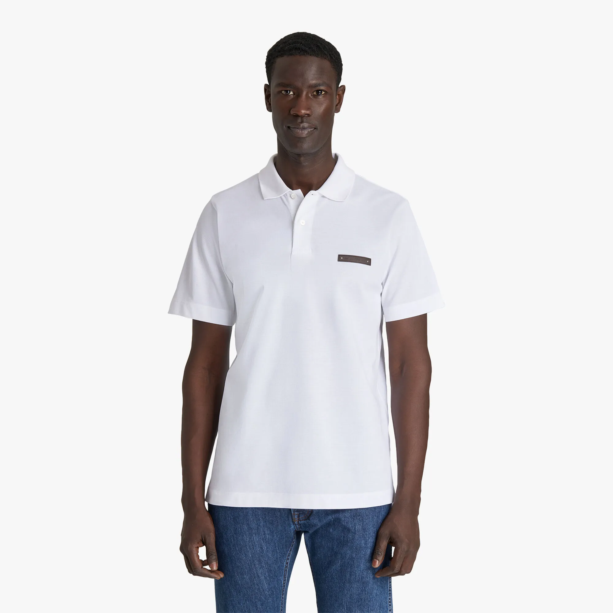 Classic Pique Leather Tab Polo