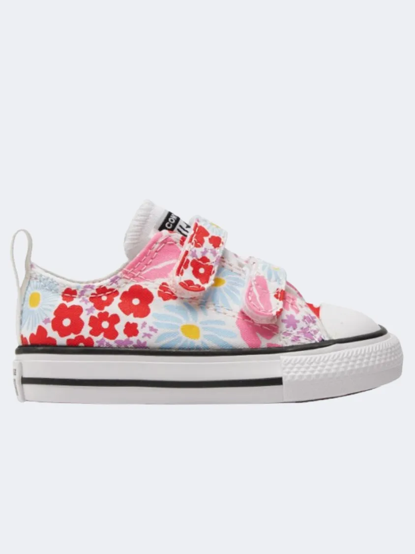 Converse All Star 2V Nature In Bloom Infant Girls Lifestyle Shoes White/Sky/Pink