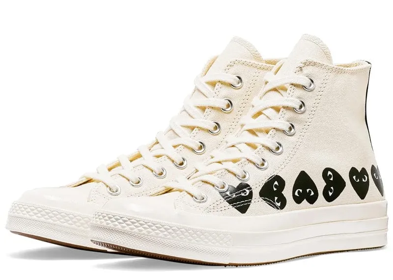 Converse x Comme des Garons PLAY Chuck 70 Multi Heart High Top Milk