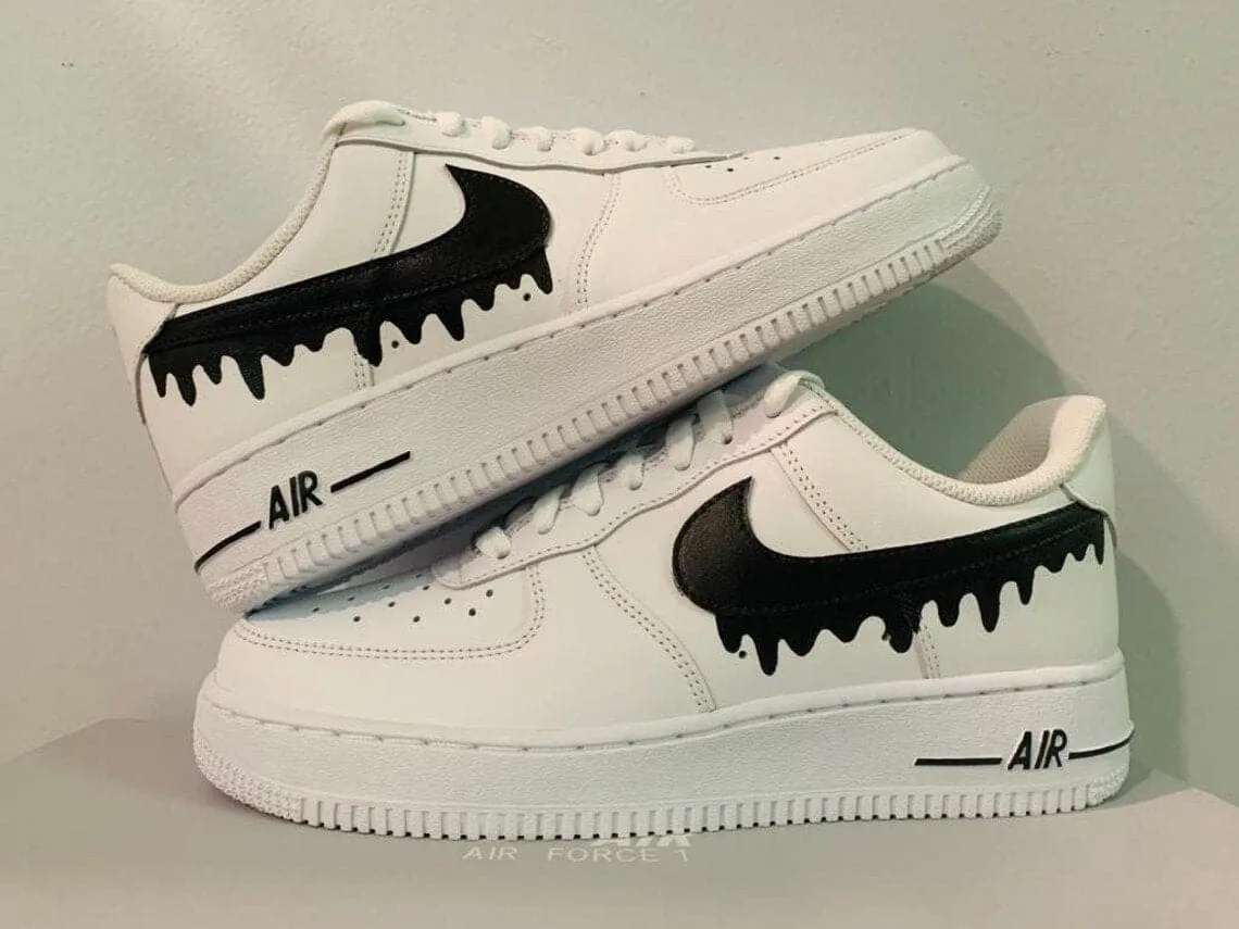 Custom Nike Air Force 1 Swoosh Black -  Any Color Drip