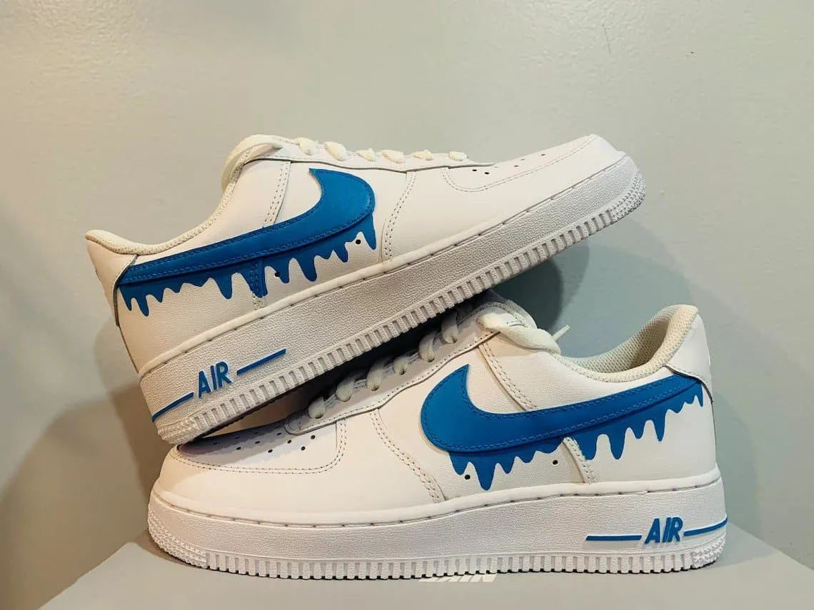 Custom Nike Air Force 1 Swoosh Blue -  Any Color Drip