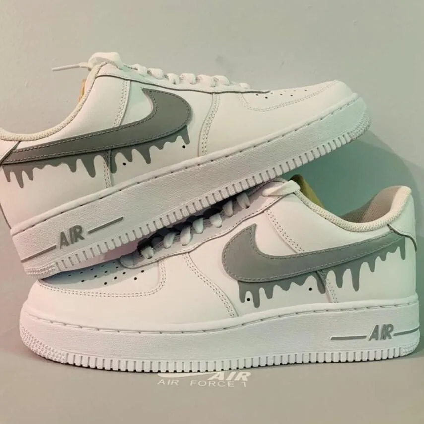 Custom Nike Air Force 1 Swoosh Grey -  Any Color Drip