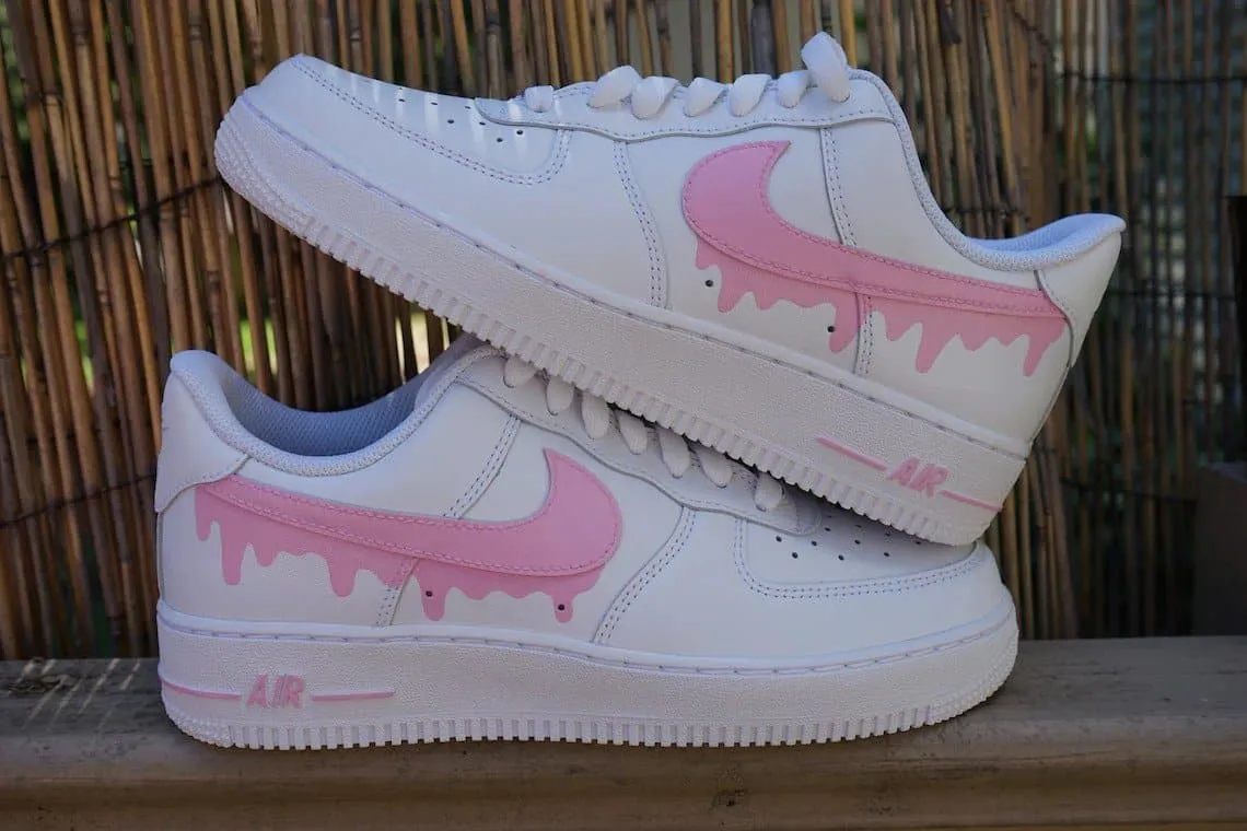 Custom Nike Air Force 1 Swoosh Pink-  Any Color Drip