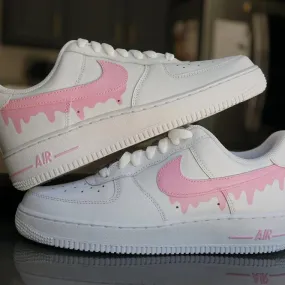 Custom Nike Air Force 1 Swoosh Pink-  Any Color Drip