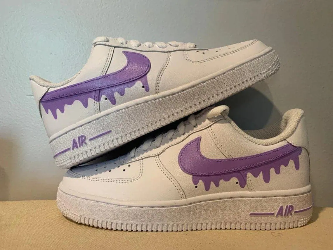 Custom Nike Air Force 1 Swoosh Purple -  Any Color Drip