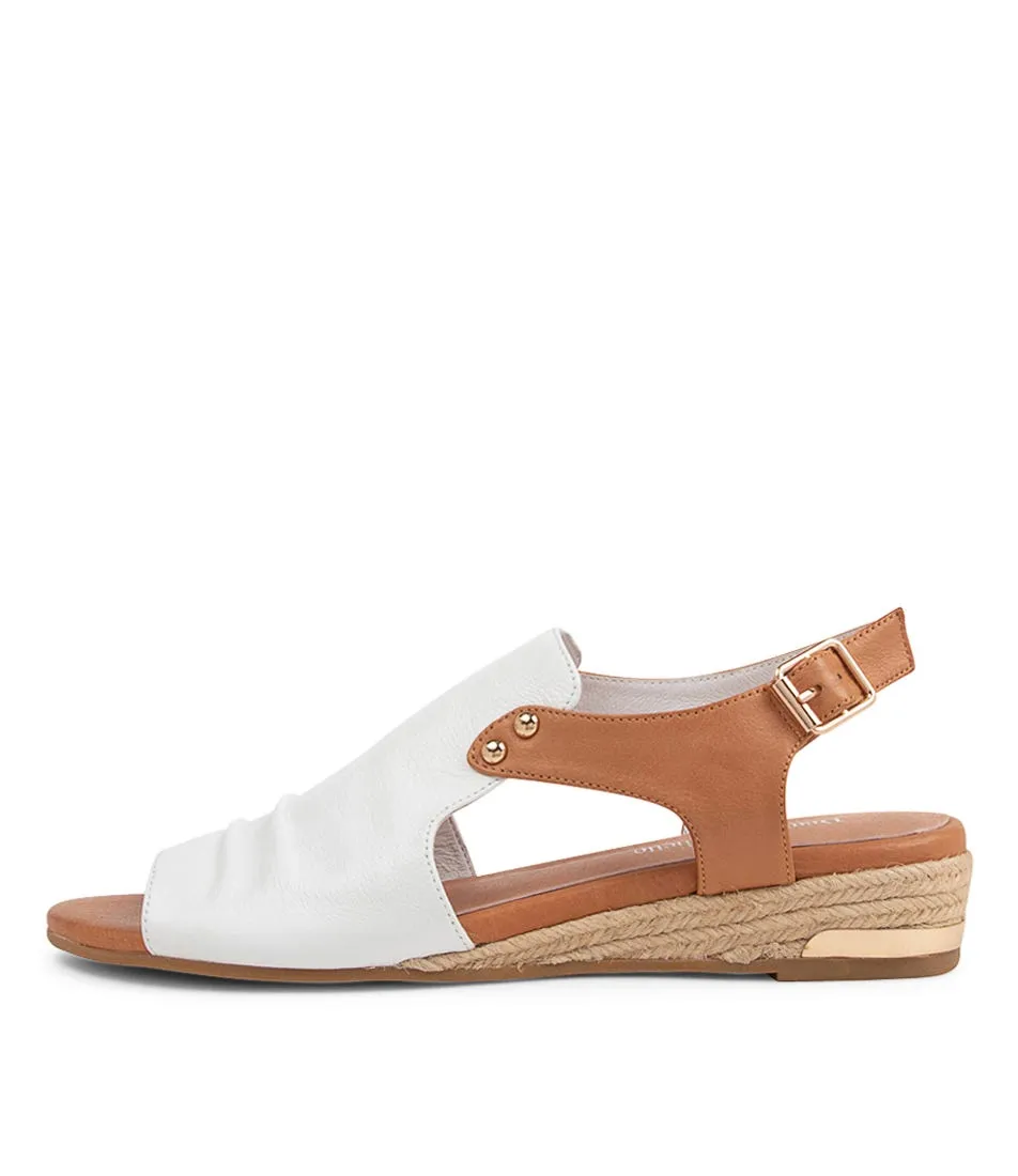 DJANGO & JULIETTE Cleda White Tan Leather Sandals