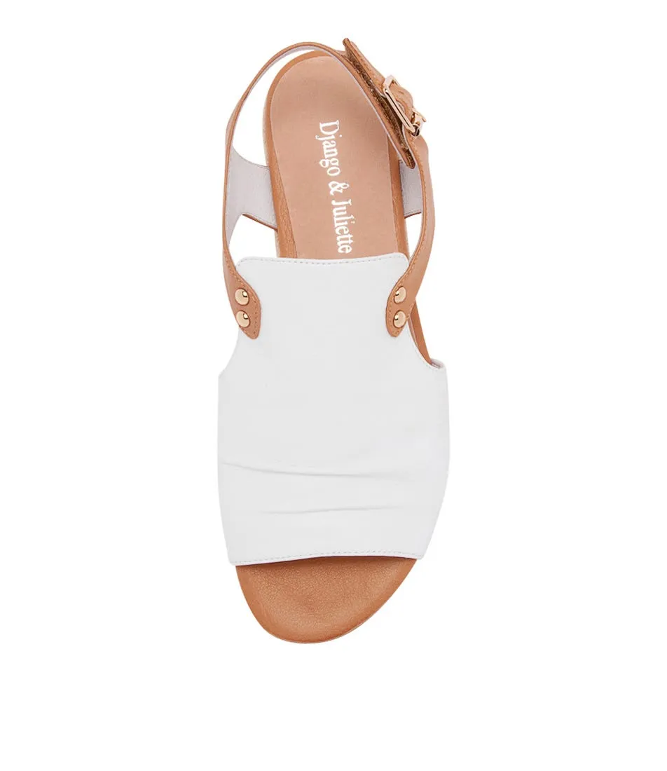 DJANGO & JULIETTE Cleda White Tan Leather Sandals