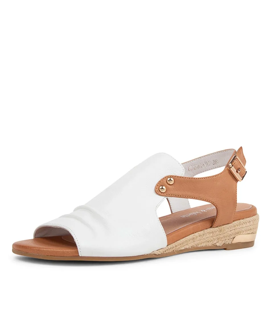 DJANGO & JULIETTE Cleda White Tan Leather Sandals