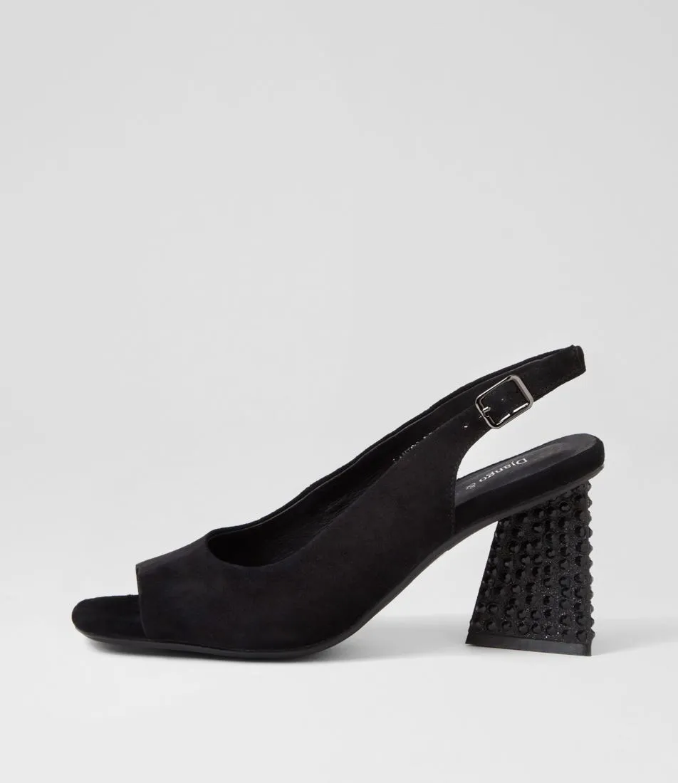 DJANGO & JULIETTE Lantos Black Suede Jewels Sandals