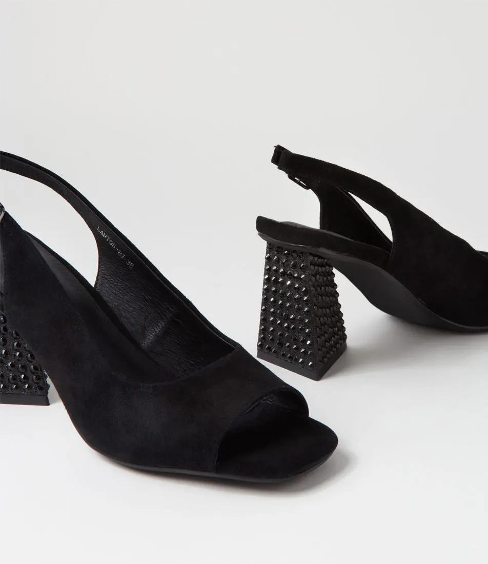 DJANGO & JULIETTE Lantos Black Suede Jewels Sandals