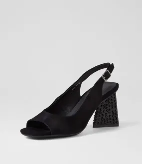 DJANGO & JULIETTE Lantos Black Suede Jewels Sandals