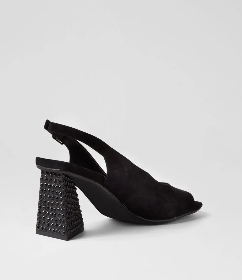 DJANGO & JULIETTE Lantos Black Suede Jewels Sandals