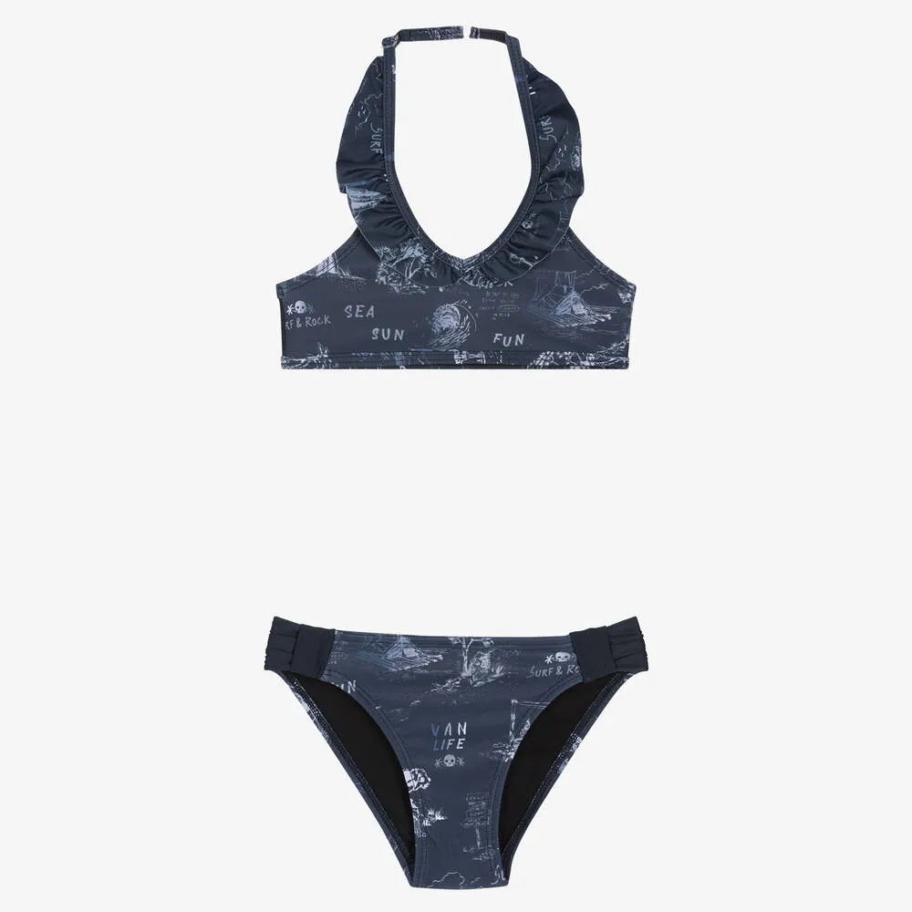 Girls Blue Surf Print Bikini