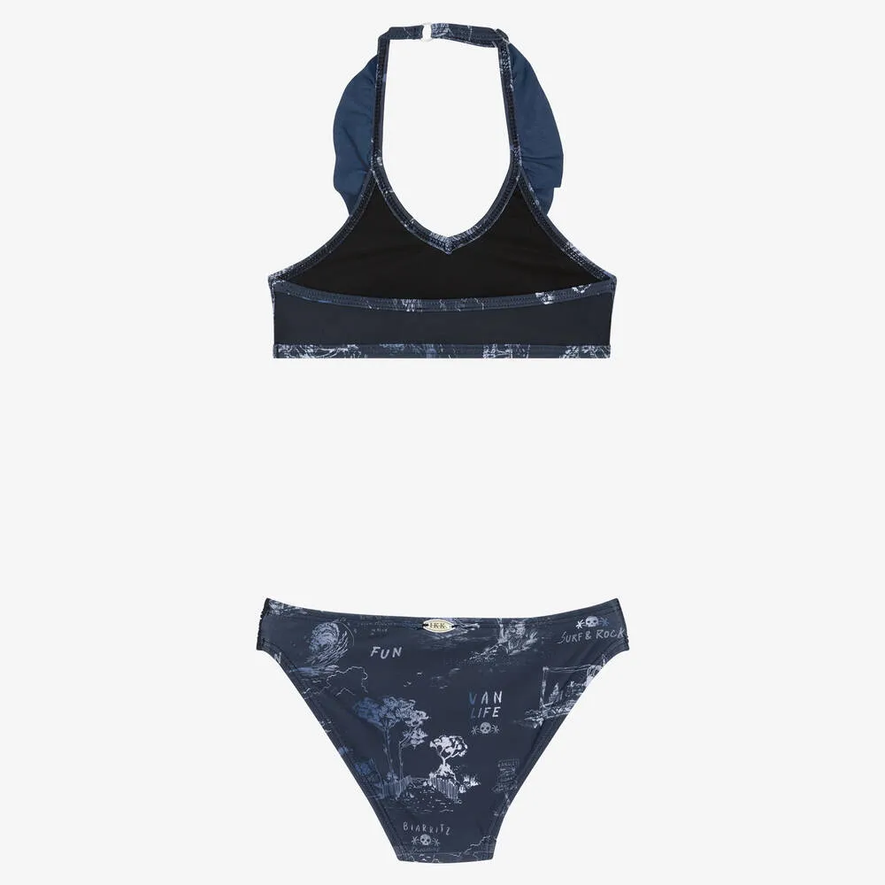 Girls Blue Surf Print Bikini