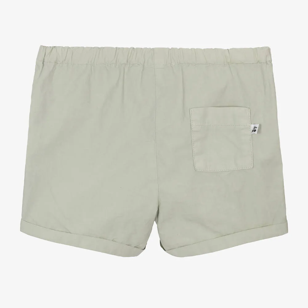 Green Cotton Poplin Shorts