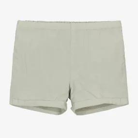 Green Cotton Poplin Shorts