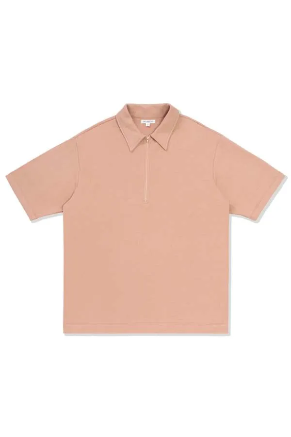 Half Zip Polo - Pink Glass