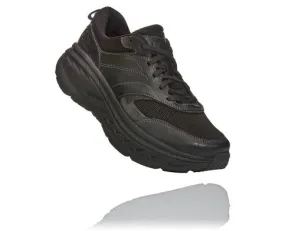 Hoka All Gender Bondi L Leather Mesh Walking Shoe- Black Leather/Mesh