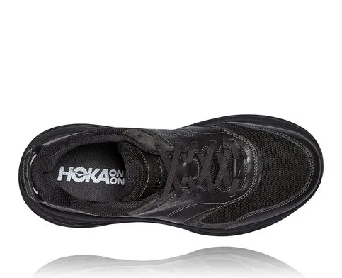 Hoka All Gender Bondi L Leather Mesh Walking Shoe- Black Leather/Mesh