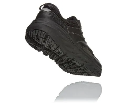 Hoka All Gender Bondi L Leather Mesh Walking Shoe- Black Leather/Mesh