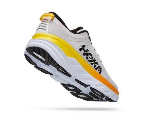 Hoka Mens Bondi 7 Max Cushioned Athletic Shoe **Medium Width**- Nimbus Cloud/Radiant Yellow