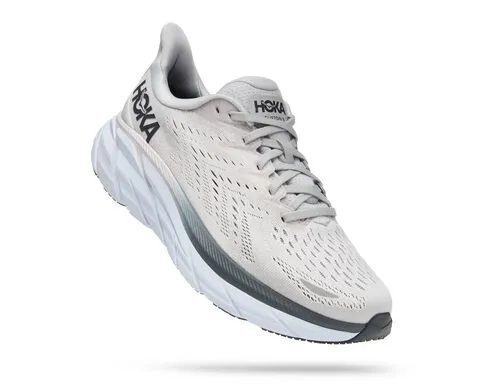 Hoka Mens Clifton 8 Lightweight Running Shoe **Wide Width**- Lunar Rock/Nimbus Cloud