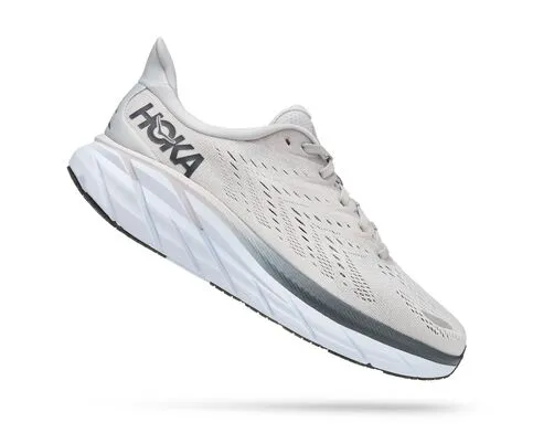 Hoka Mens Clifton 8 Lightweight Running Shoe **Wide Width**- Lunar Rock/Nimbus Cloud