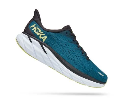 Hoka Mens Clifton 8 Lightweight Running Shoe- Blue Coral/Butterfly