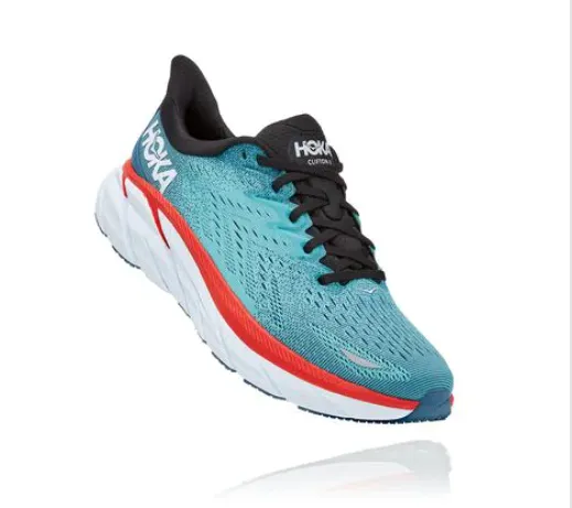 Hoka One One Mens Clifton 8 *** Wide Width ***- Real Teal/Aquarelle