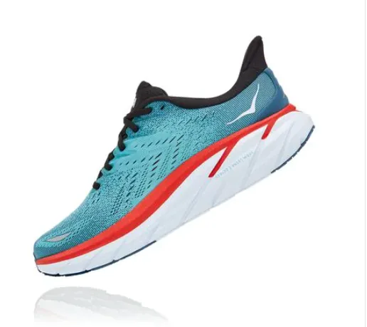 Hoka One One Mens Clifton 8 *** Wide Width ***- Real Teal/Aquarelle