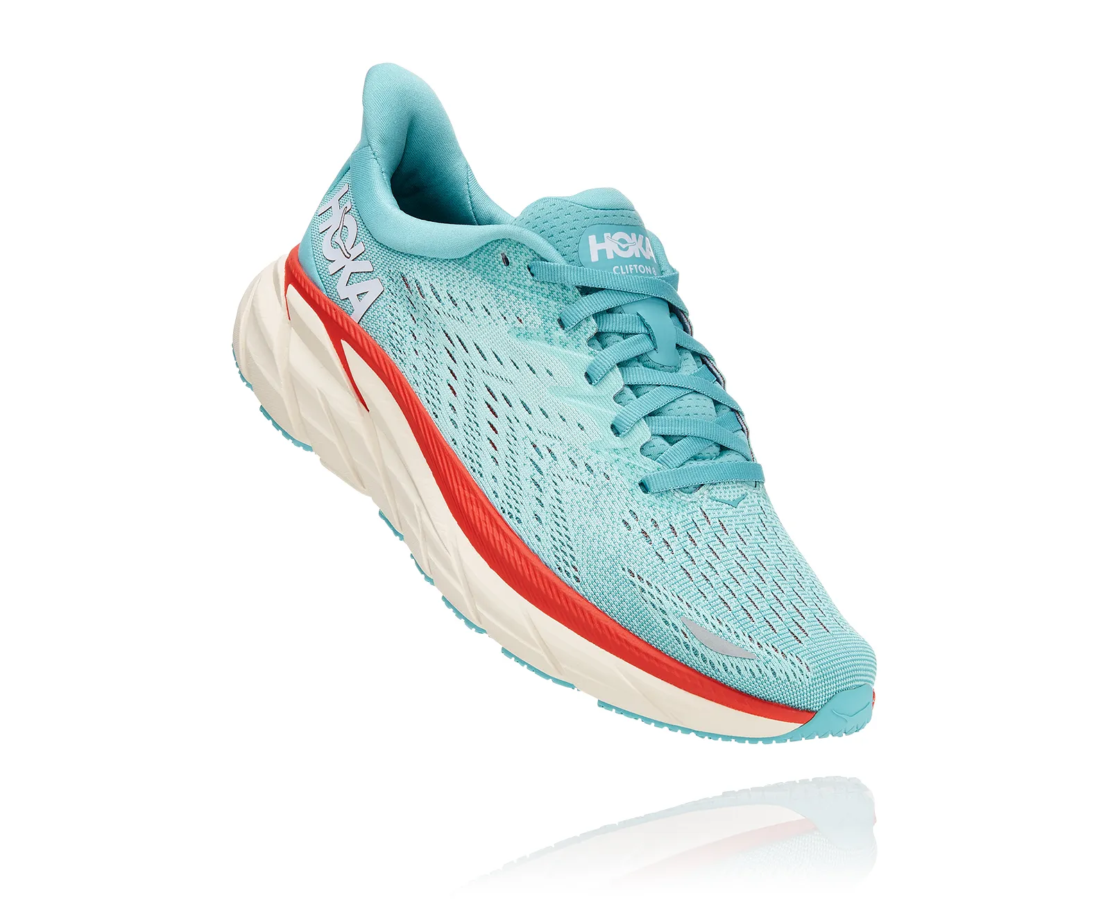 Hoka One One Womens Clifton 8 ***Wide Width***- Aquarelle/Eggshell Blue