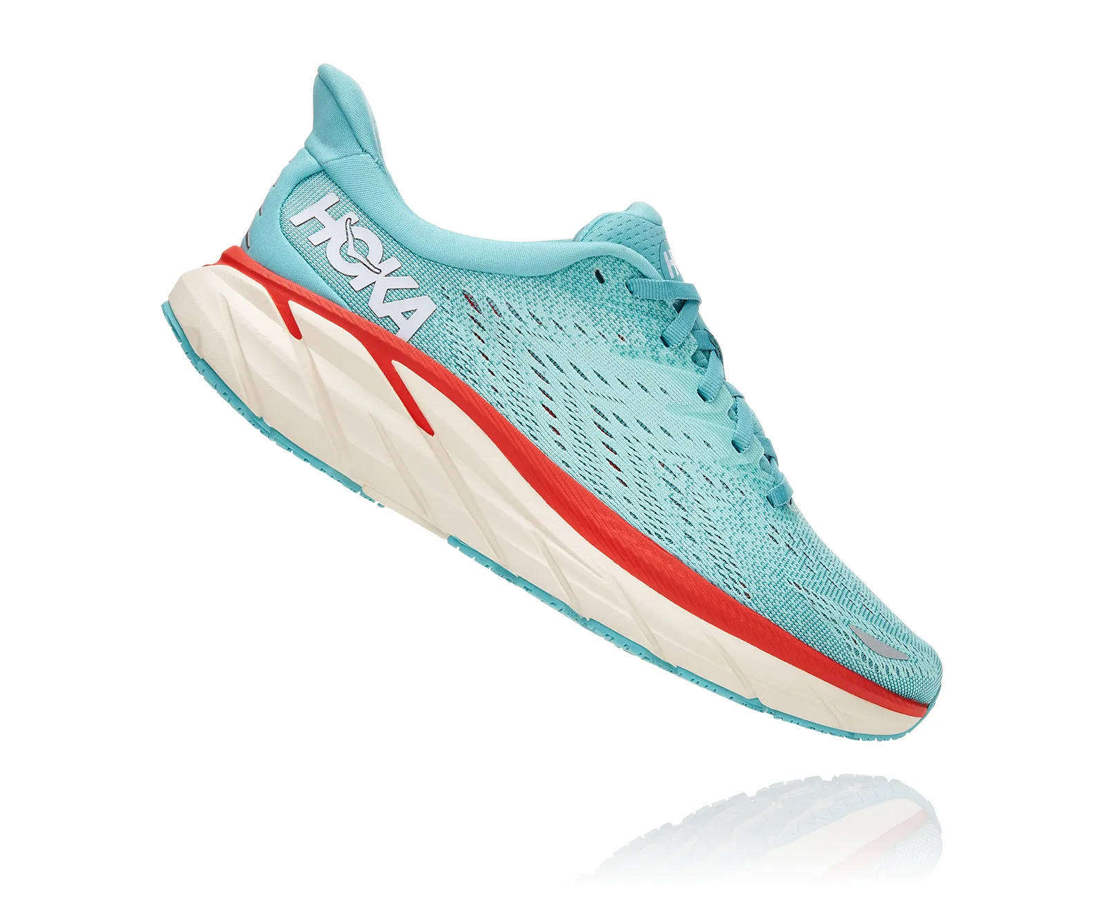 Hoka One One Womens Clifton 8 ***Wide Width***- Aquarelle/Eggshell Blue