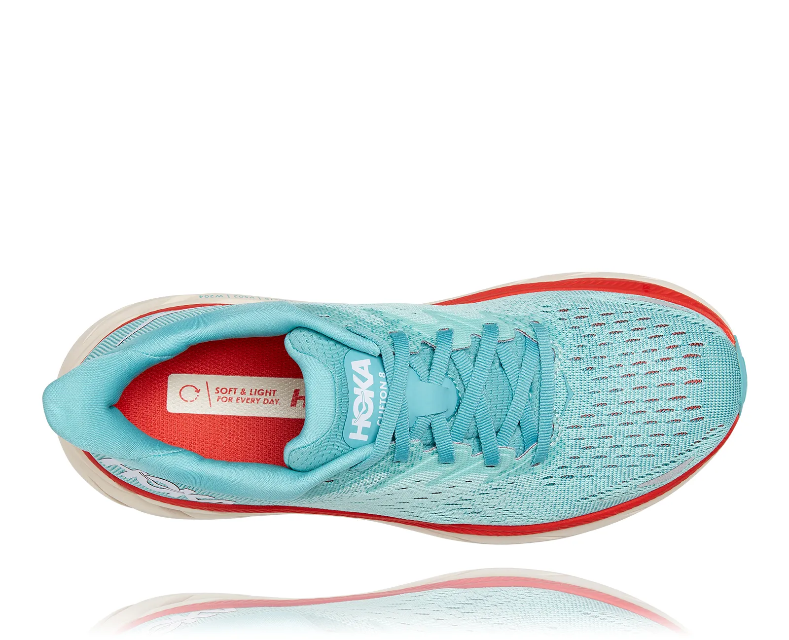 Hoka One One Womens Clifton 8 ***Wide Width***- Aquarelle/Eggshell Blue