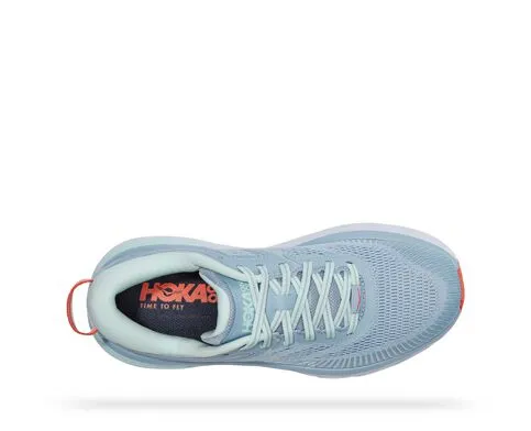 Hoka Womens Bondi 7 Max Cushion Athletic Shoe ** Medium Width**- Blue Fog/Blue Glass