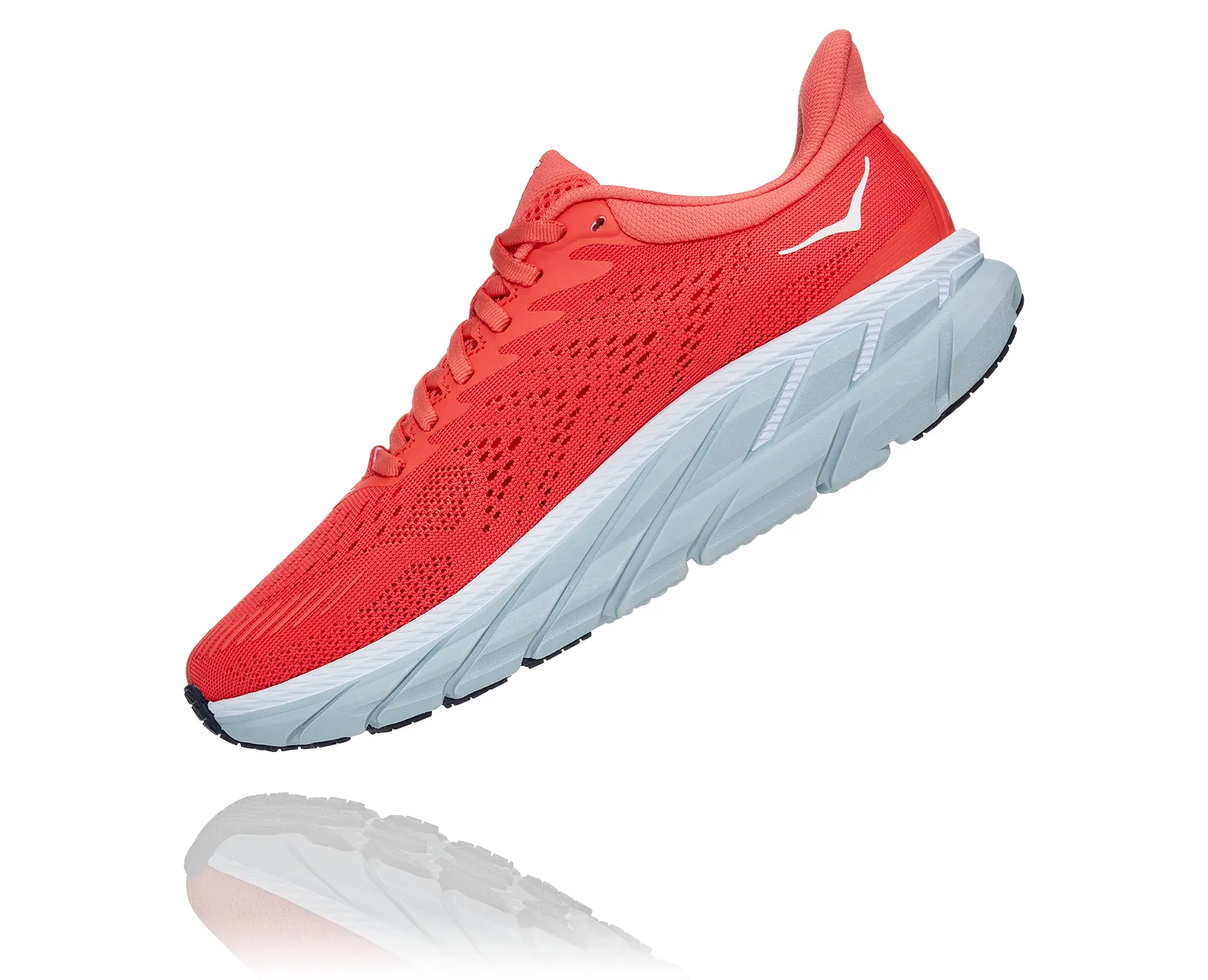 Hoka Womens Clifton 7 Running Shoe- Hot Coral/White