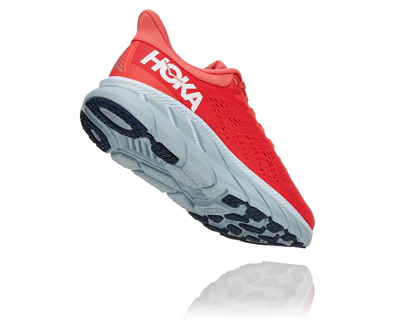 Hoka Womens Clifton 7 Running Shoe- Hot Coral/White