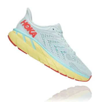 Hoka Womens Clifton 7 ***WIDE WIDTH*** – Morning Mist/ Hot Coral