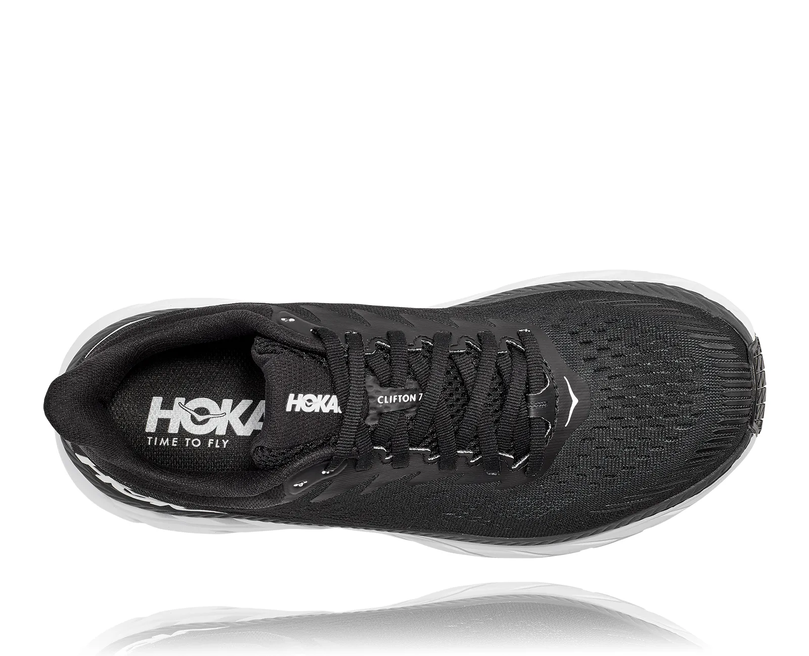 Hoka Womens Clifton 7- Black/White- Wide Width