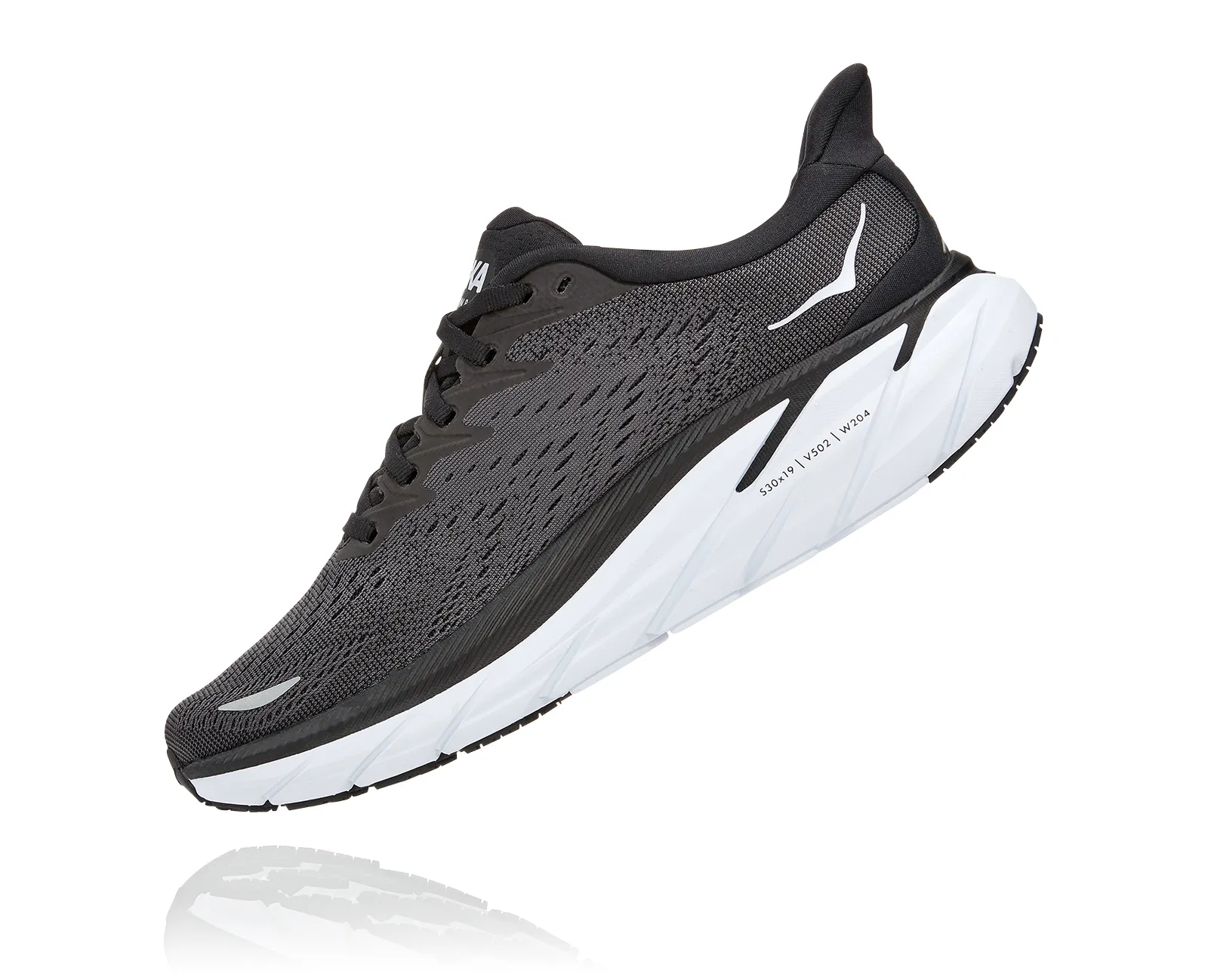 Hoka Womens Clifton 8 Lightweight Running Shoe **Wide Width**- Black/White