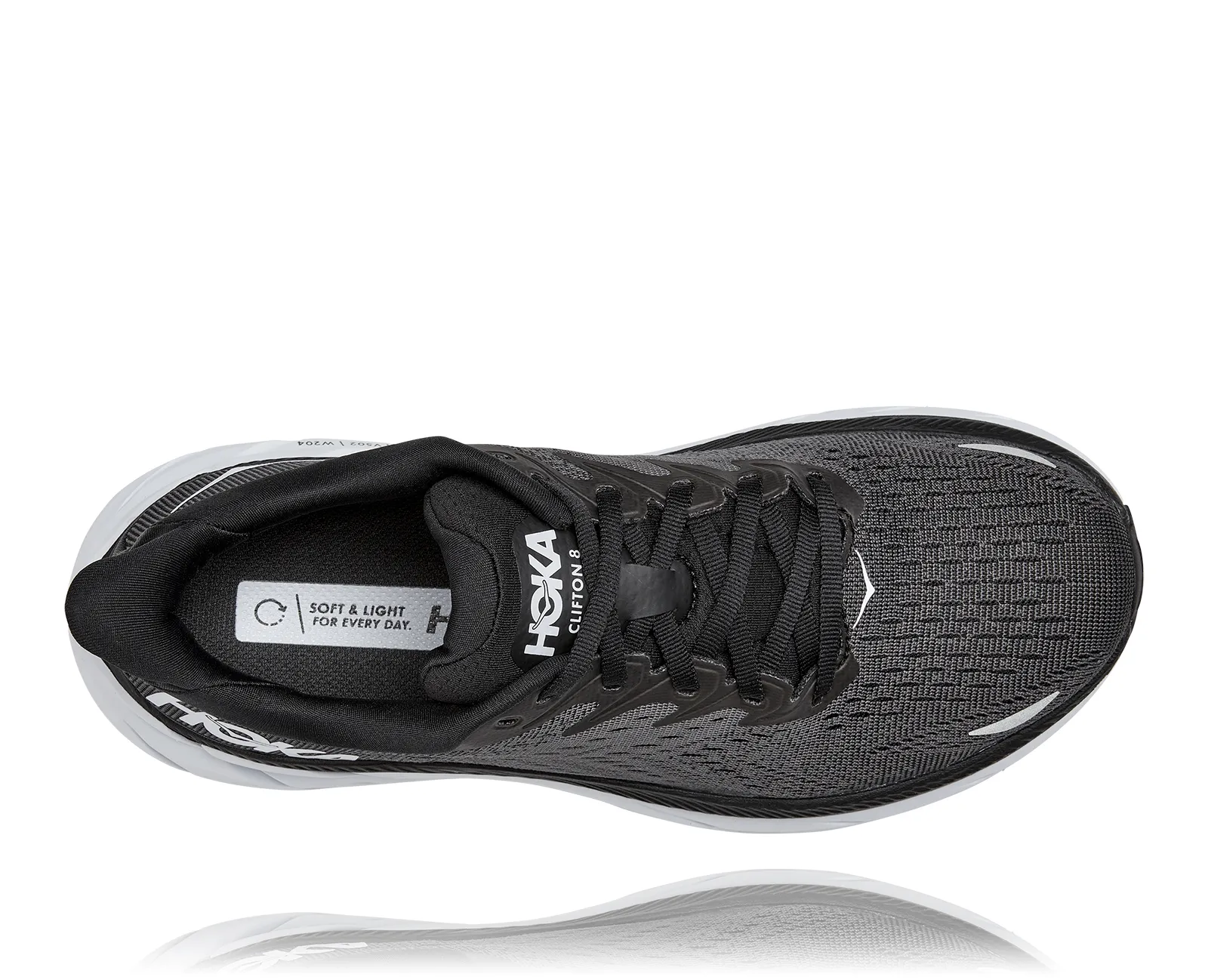 Hoka Womens Clifton 8 Lightweight Running Shoe **Wide Width**- Black/White