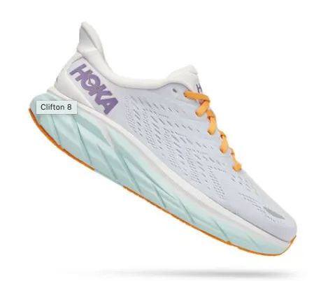 Hoka Womens Clifton 8 Lightweight Running Shoe **WIDE WIDTH**- Blanc De Blanc/White