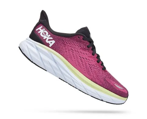 Hoka Womens Clifton 8 Lightweight Running Shoe ***Wide Width***- Blue Graphite/Ibis Rose