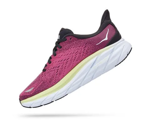 Hoka Womens Clifton 8 Lightweight Running Shoe ***Wide Width***- Blue Graphite/Ibis Rose