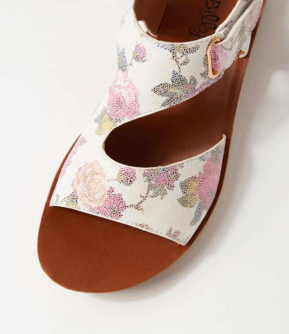 I LOVE BILLY Kandre Ivory Floral Microsuede Sandals