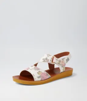 I LOVE BILLY Kandre Ivory Floral Microsuede Sandals