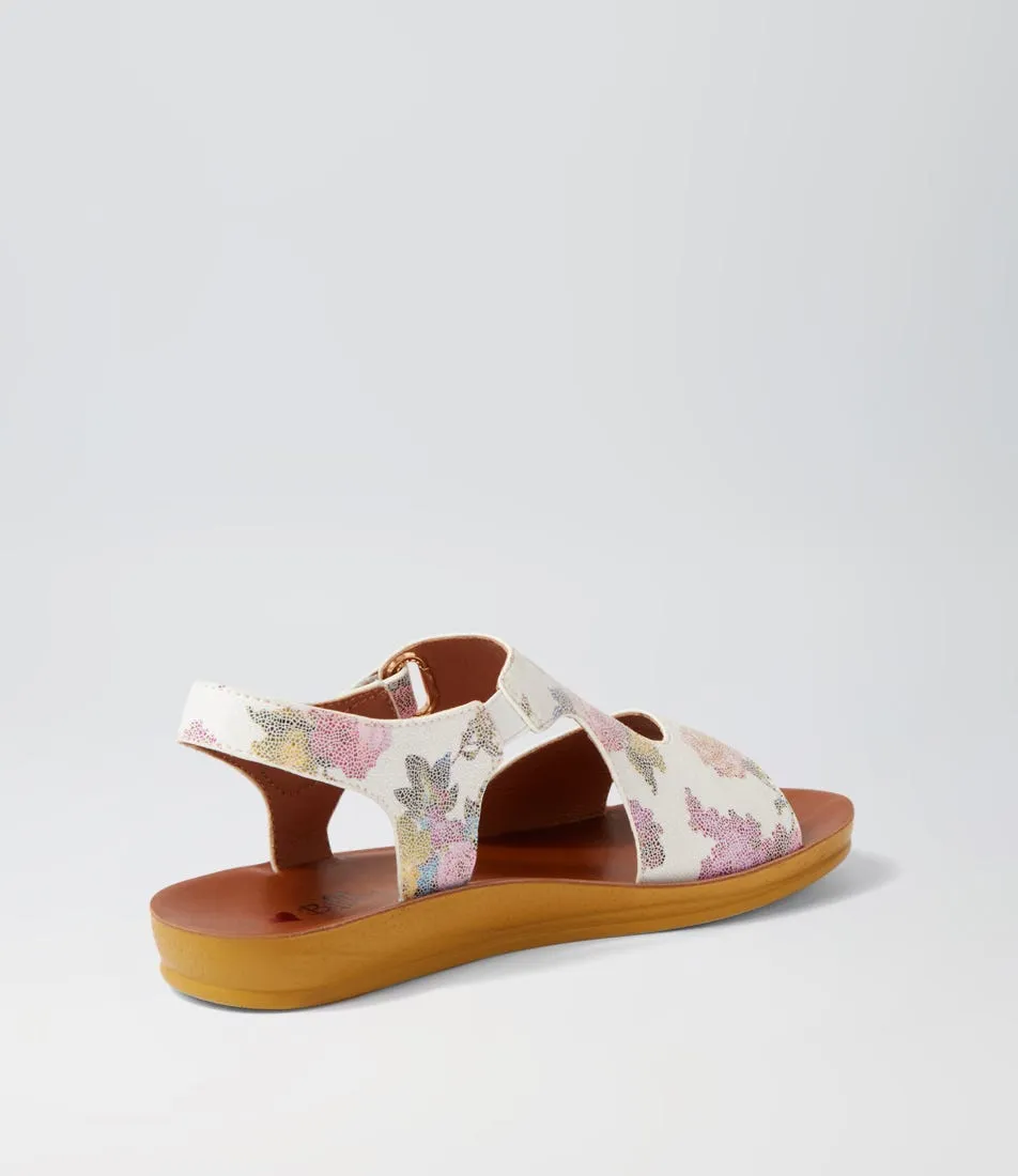 I LOVE BILLY Kandre Ivory Floral Microsuede Sandals