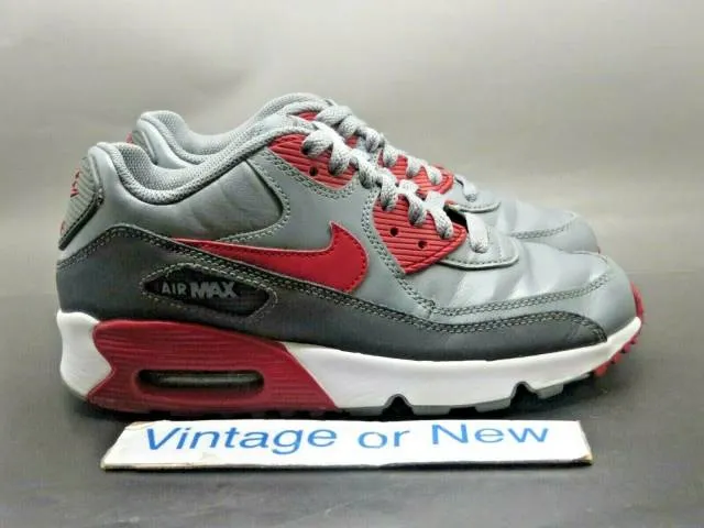 Nike air max '90 ltr cool grey red anthracite running 2016 gs 833412-007 sz 4.5y